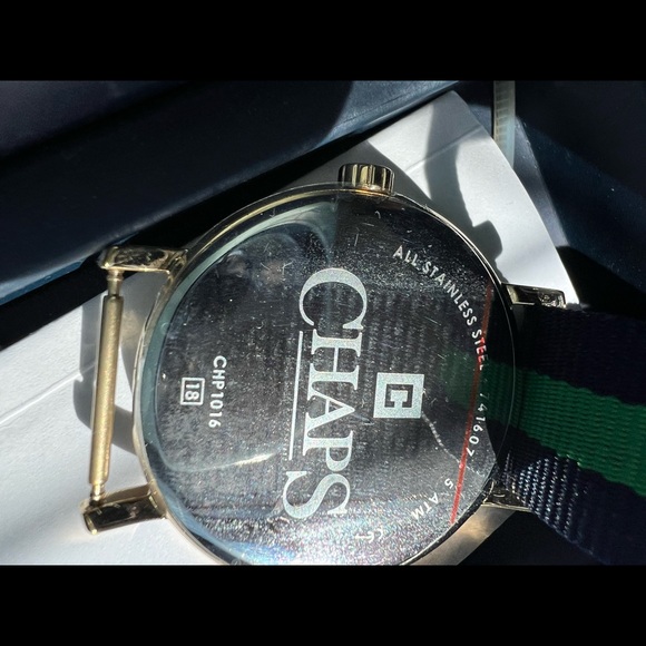 Chaps ladies preppy blue/green bling out gold hardware watch - Picture 7 of 11